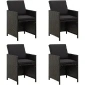 vidaXL Tuinstoelen 4 st met kussens poly rattan zwart