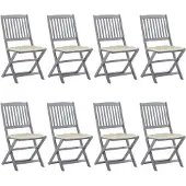vidaXL Tuinstoelen 8 st inklapbaar met kussens massief acaciahout