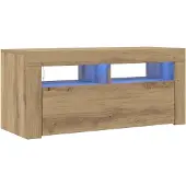 vidaXL Tv-meubel met LED 90x35x40 cm bewerkt hout artisanaal eiken