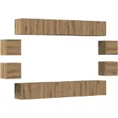 vidaXL 8-delig Tv-meubelset wandmontage bewerkt hout artisanaal eiken
