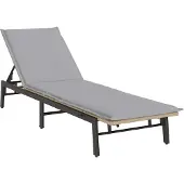 vidaXL Ligstoel met kussen beige polyrotan