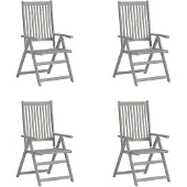 vidaXL Tuinstoelen 4 st verstelbaar massief acaciahout grijs