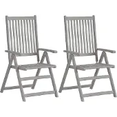 vidaXL Tuinstoelen 2 st verstelbaar massief acaciahout grijs