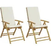 vidaXL Tuinstoelen 2 st inklapbaar met kussens bamboe