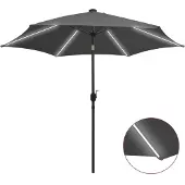 vidaXL Parasol met LED-verlichting en aluminium paal 300 cm antraciet