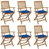 vidaXL Tuinstoelen 6 st inklapbaar met kussens massief acaciahout