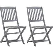 vidaXL Tuinstoelen inklapbaar 2 st massief acaciahout