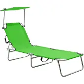 vidaXL Ligbed inklapbaar met luifel aluminium groen
