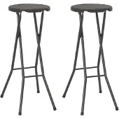 vidaXL Barkrukken inklapbaar 2 st rattan look HDPE en staal bruin