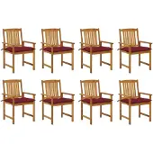 vidaXL Tuinstoelen 8 st met kussens massief acaciahout