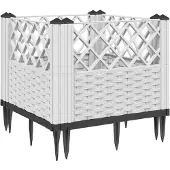 vidaXL Plantenbak met pinnen 43,5x43,5x43,5 cm polypropeen wit