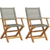 vidaXL Tuinstoelen 2 st massief acaciahout en poly rattan grijs