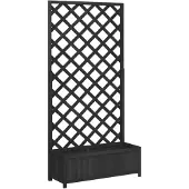 vidaXL Plantenbak met latwerk 90x35x180 cm massief vurenhout zwart