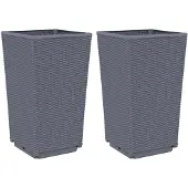 vidaXL Plantenbakken 2 st 32,5x32,5x57 cm polypropeen blauwgrijs