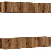 vidaXL Tv-wandkasten 4 st bewerkt hout oud houtkleurig
