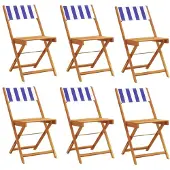 vidaXL Tuinstoelen 6 st inklapbaar stof en massief hout blauw en wit