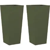 vidaXL Plantenbakken 2 st 35x35x75 cm staal olijfgroen