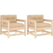 vidaXL Tuinstoelen 2 st met kussens massief grenenhout