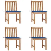 vidaXL Tuinstoelen 4 st met kussens massief teakhout