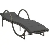 vidaXL Ligbed met kussen 60x199x42 cm poly rattan grijs