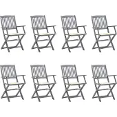 vidaXL Tuinstoelen 8 st inklapbaar met kussens massief acaciahout