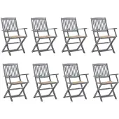 vidaXL Tuinstoelen 8 st inklapbaar met kussens massief acaciahout
