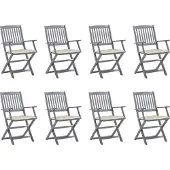 vidaXL Tuinstoelen 8 st inklapbaar met kussens massief acaciahout