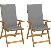 vidaXL Tuinstoelen 2 st verstelbaar met kussens massief acaciahout