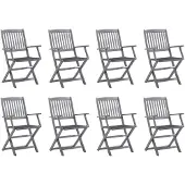 vidaXL Tuinstoelen 8 st inklapbaar met kussens massief acaciahout