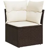 vidaXL Tuinhoekbank met kussens poly rattan bruin