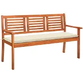 vidaXL Tuinbank 3-zits met kussen 150 cm massief eucalyptushout