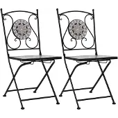 vidaXL Bistrostoelen mozaïek 2 st grijs
