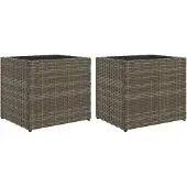 vidaXL Plantenbakken 2 st 36x30x32 cm poly rattan grijs