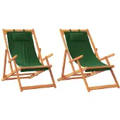 vidaXL Opklapbare stoelen, 2 stuks, groene stof