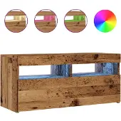 vidaXL Tv-meubel met LED 90x35x40 cm bewerkt hout oud hout