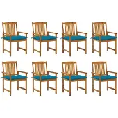 vidaXL Tuinstoelen 8 st met kussens massief acaciahout