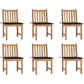 vidaXL Tuinstoelen 6 st met kussens massief teakhout