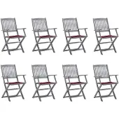 vidaXL Tuinstoelen 8 st inklapbaar met kussens massief acaciahout