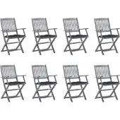 vidaXL Tuinstoelen 8 st inklapbaar met kussens massief acaciahout