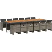 vidaXL 13-delige Tuinset met kussens poly rattan grijs