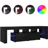 vidaXL Tv-meubel met LED 140x36,5x40 cm bewerkt hout zwart eiken
