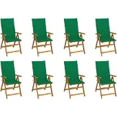 vidaXL Klapstoelen met kussens, 8 stuks, massief acaciahout