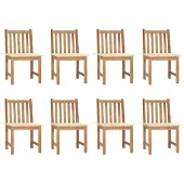 vidaXL Tuinstoelen 8 st met kussens massief teakhout
