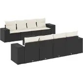 vidaXL 9-delige Loungeset met kussens poly rattan zwart