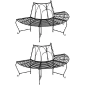 vidaXL Boombanken 2 st halfrond Ø159 cm staal zwart