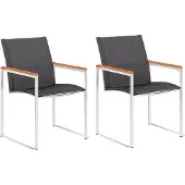 vidaXL Tuinstoelen 2 st textileen en roestvrij staal grijs