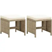 vidaXL Tuinkrukken 2 st met kussens poly rattan beige