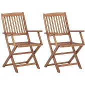 vidaXL Opklapbare stoelen, 2 stuks, massief acaciahout