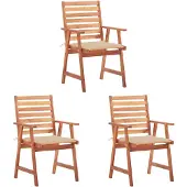 vidaXL Tuinstoelen 3 st met kussens massief acaciahout