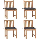 vidaXL Tuinstoelen 4 st met kussens massief teakhout